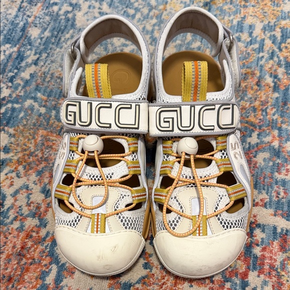 Gucci Shoes - Gucci  women-men White and Gold Sandals